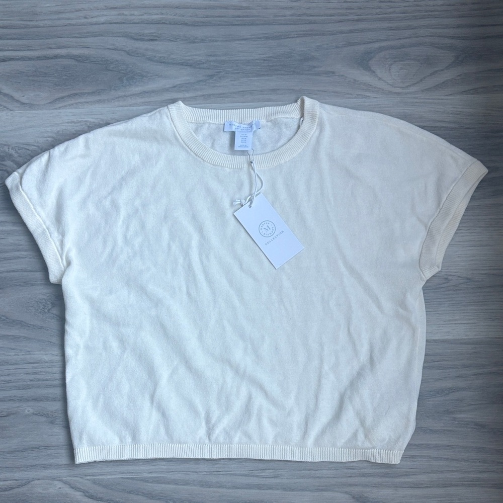 Martha Stewart Cream Short Sleeve Sweater Tee